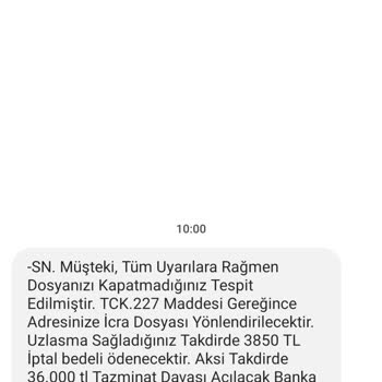 HINTELHB (SMS) Haksız Yere İcra Tehdidi Ve Mağduriyet