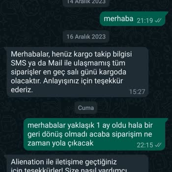 Alienationwear Tarafıma Ulaşmayan Siparişim