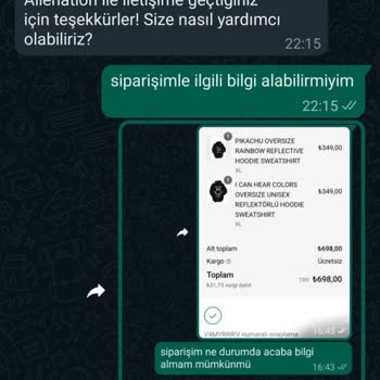 Alienationwear Tarafıma Ulaşmayan Siparişim