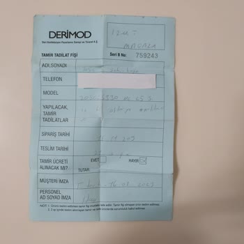 Derimod (Derimod İzmit Outlet) Müşteri Hizmetlerinden Dönüş Yapılmıyor