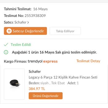 Schafer Fincan Takımı Parçalandı