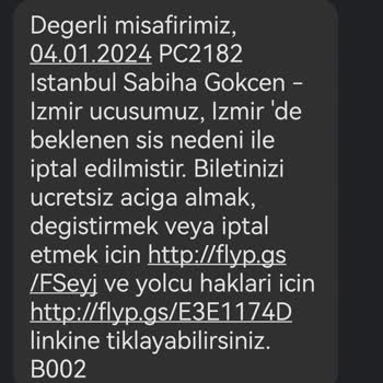 Pegasus Hava Yolları İptal Sefer Şikayet