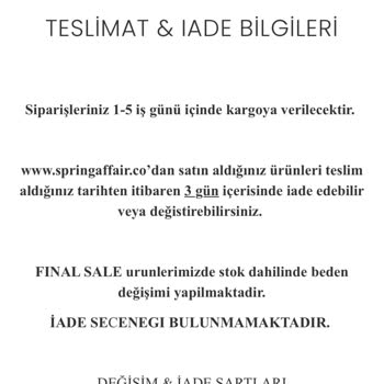 Spring Affair İade Hakkının Olmaması