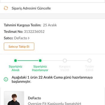 DeFacto 20 Gündür Hazırlanamayan Sipariş