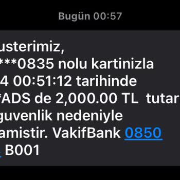 VakıfBank K. Kartı Googleads Ve Param/DeFacto İzinsiz İşlem Yapılmış.