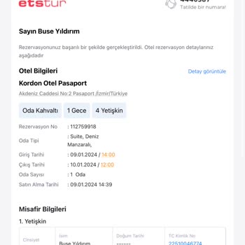 Etstur Olmayan Olanaklar Ve Fazla Para Aldığı Halde Oda İptal Edememe