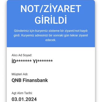 AGT Kurye QNB Finansbank Kredi Kartımı Getirmiyor