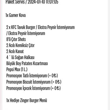 KFC Uygulamasından Geciken Sipariş