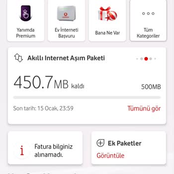 Vodafone İnternet Bitmeden Yüklenen Aşım Paketi
