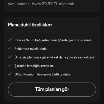 Spotify Paket Sorunu Fiyatlandırma