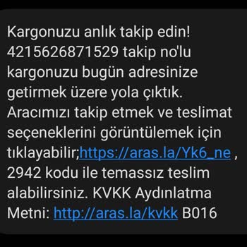 Aras Kargo Benim Olmayan Kargo Adına Mesaj Gönderiyor