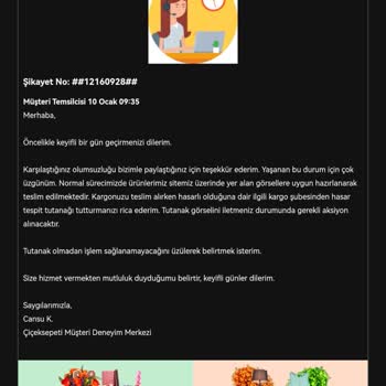 ÇiçekSepeti Kırık Çerçeve Ve Geç Yanıt Hayal Kırıklığı