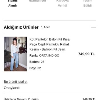 Koton Acil Sipariş Bilgisi İstiyorum
