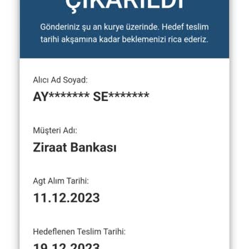 AGT Kurye (aynigunteslim.com) Banka Kartının Teslim Edilememesi Ve Kurye Hizmeti Şikayeti