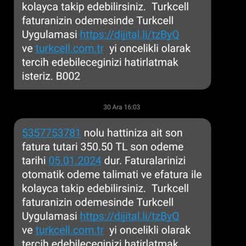 Turkcell Yanlış Numaraya Borç Bilgisi Gönderilmesi Hakkında Şikayet