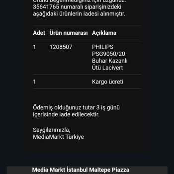 Media Markt Stoklu Ürünleri Göndermiyor.
