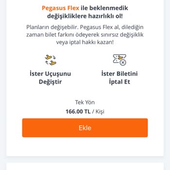 Pegasus Flex Hizmet Bedeli Değişikliği