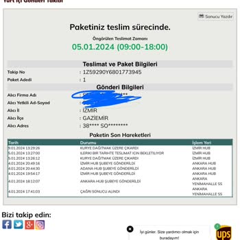 UPS Türkiye Teslimat Sorunu Paketim Bekletiliyor