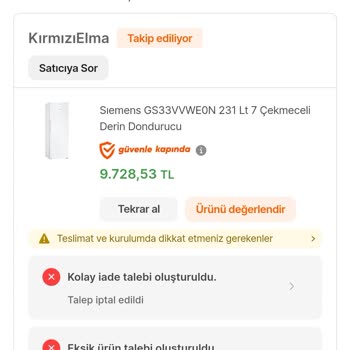 Kırmızı Elma Hasarlı Ürün Ve İade Karmaşası!