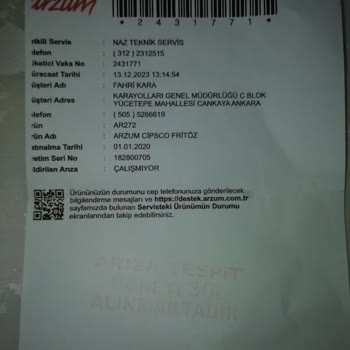 Servis Ankara Arzum Ürünleri Servisi Naz Teknik Servis