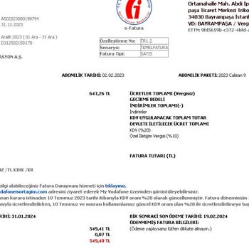 Vodafone Yanlış Fatura Ve Düzeltilmemesi
