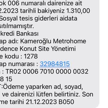 Kameroğlu İnşaat Kameroğlu Residance Yönetiminden Şikayetçiyim