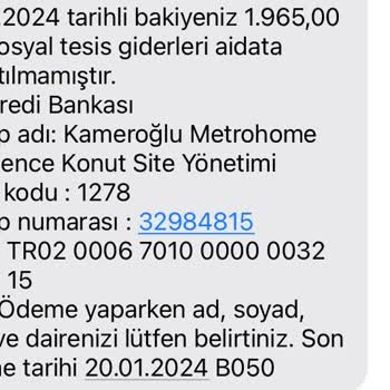 Kameroğlu İnşaat Kameroğlu Residance Yönetiminden Şikayetçiyim