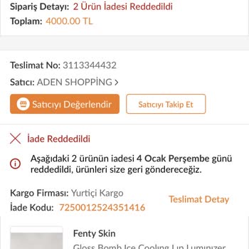 Trendyol Unfairly Denies Return Request for Fenty Skin Gloss Bomb