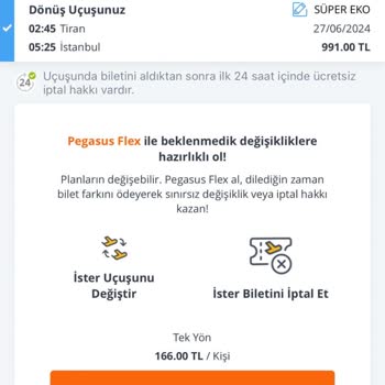 Pegasus Ücretsiz İptal Hakkı Sorunu