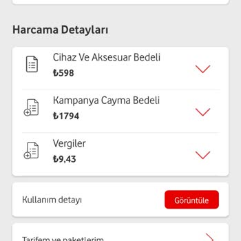 Vodafone Cayma Bedeli Ücreti