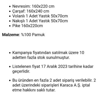 Karaca Home Nevresim Tedarik Edilmesi