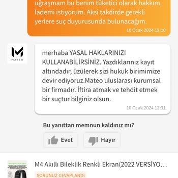 Mateo Akıllı Bileklik Aldım Param İade Edilmiyor