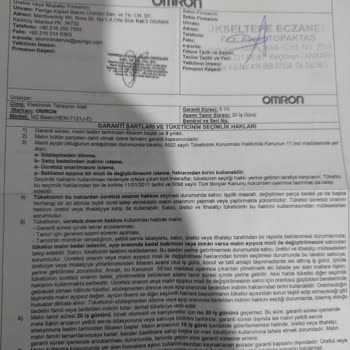 Yükseltepe Eczanesi Ayıplı Ürün Omron