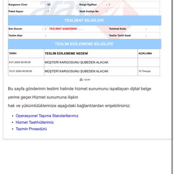 Aras Kargo Gönderi Teslimini Yapmıyor!