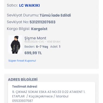 LC Waikiki Online Alışveriş Kargo Sorunu