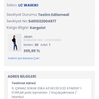 LC Waikiki Online Alışveriş Kargo Sorunu