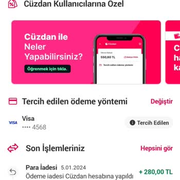 Yemeksepeti Cüzdan Bakiyesi Görünmüyor