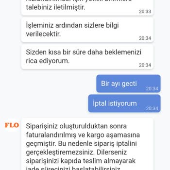 FLO Ayakkabı FLO Üzerinden Verilen Siparişin Uzun Süre Teslim Edilememesi