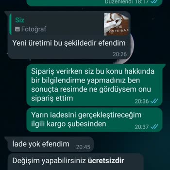 Canta_hanzade (Instagram) Çanta Siparişinde Ürün Uyuşmazlığı Ve İade Problemi