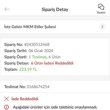 istegelsin Trendyol Teslim Edilmeyen Ürünün İade Reddi
