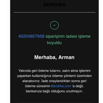İnditex Inditex Grubunun Kurduğu Bershka Firmasından Şikayetçiyiz.