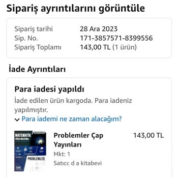 Amazon Eksik Para İadesi
