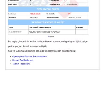 Aras Kargo Beymer Şubesi Şikayet