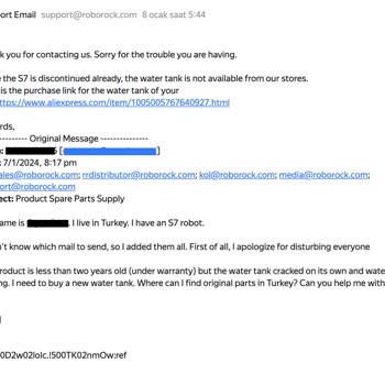 Roborock S7 Su Tankı Ve Sensör Arızası
