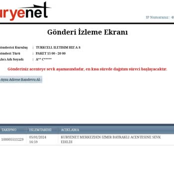 Kuryenet Sevk Edilemeyen Kargo