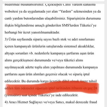 ÇiçekSepeti Çiçek Sepetinin Kendi Kafasına Göre Siparişi İptal Etmesi