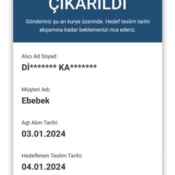 AGT Kurye (aynigunteslim.com) Ürünümü 1 Haftadır Teslim Etmedi