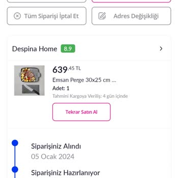 Despina Home Ürünümü Teslim Etmedi.