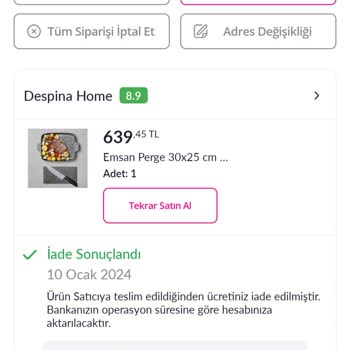 Despina Home Ürünümü Teslim Etmedi.