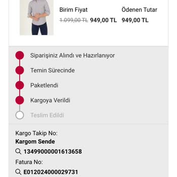 Pierre Cardin Giyim'den Gelmeyen Ürünler